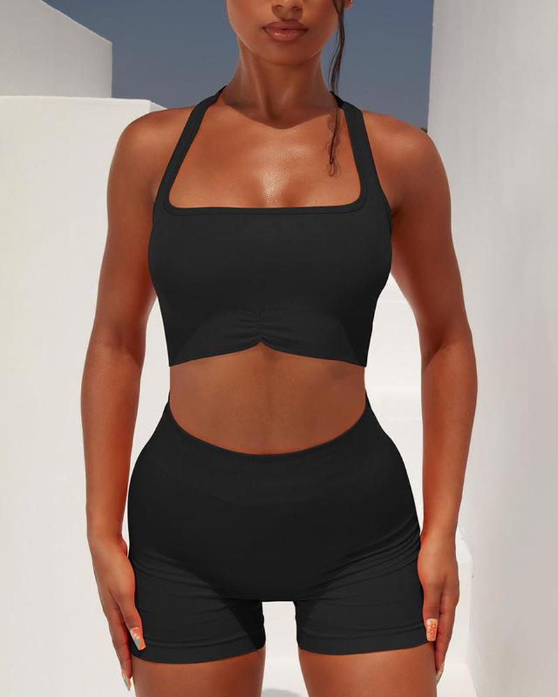 

High Waist Butt Lift Racerback Active Set, Black