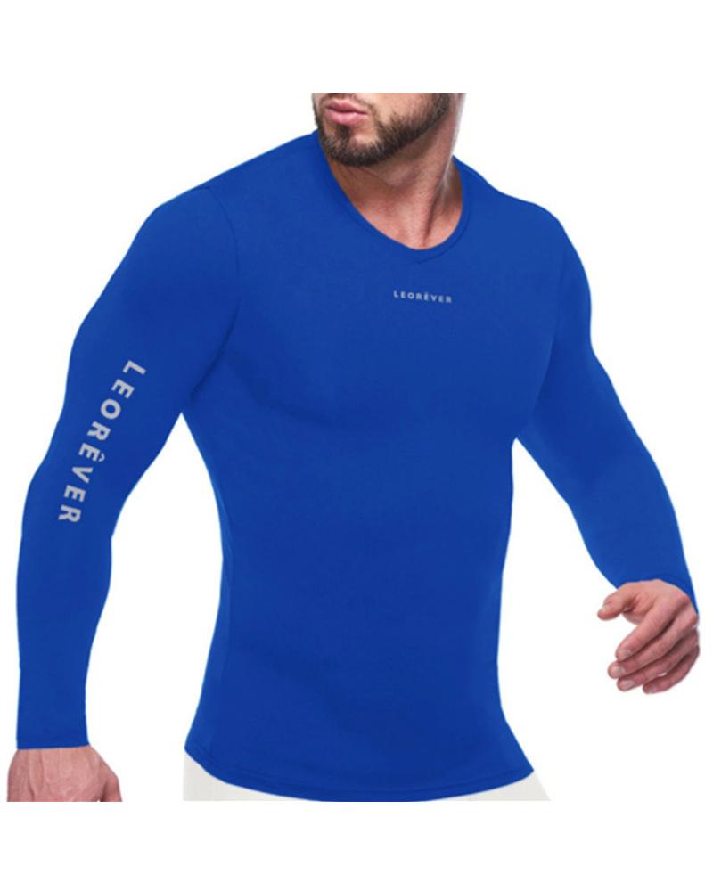 

Solid Long Sleeve Skinny Speed Dry T-shirts, Blue