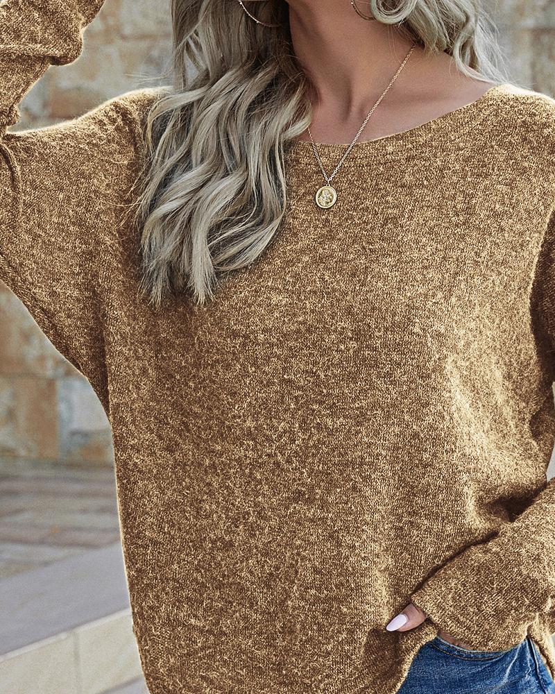 

Plain Log Sleeve One Shoulder Sweater, Khaki