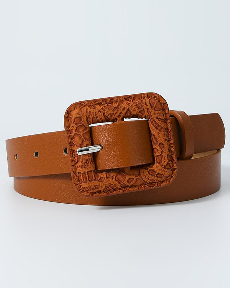 

1pc Vintage Square Buckle Belt, Brown