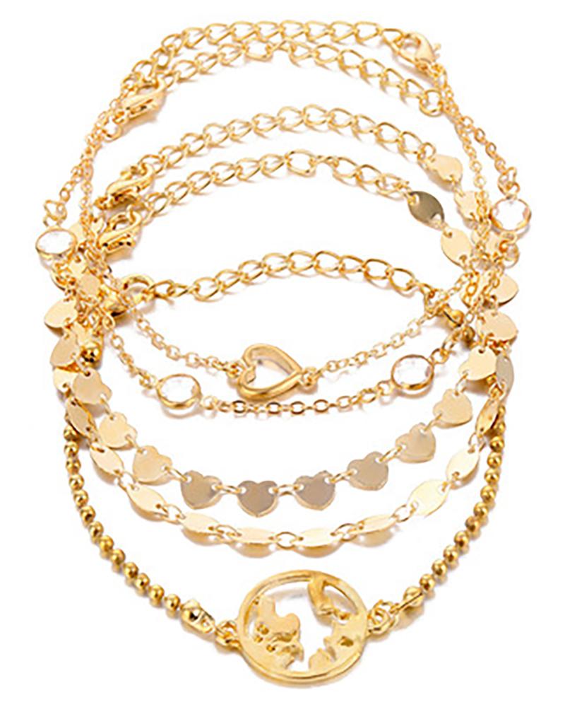 

Heart Coin Pattern Chain Bracelet, Style1