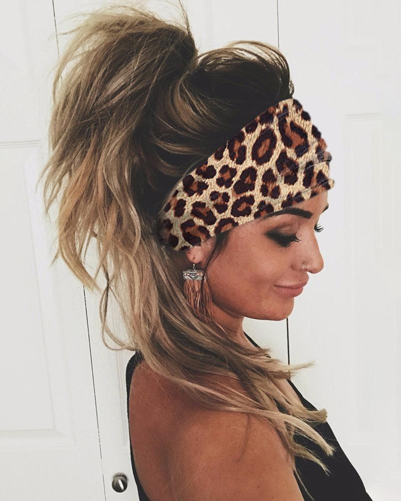

Leopard Print Yoga Elastic Headwraps Head Wrap Hair Band
