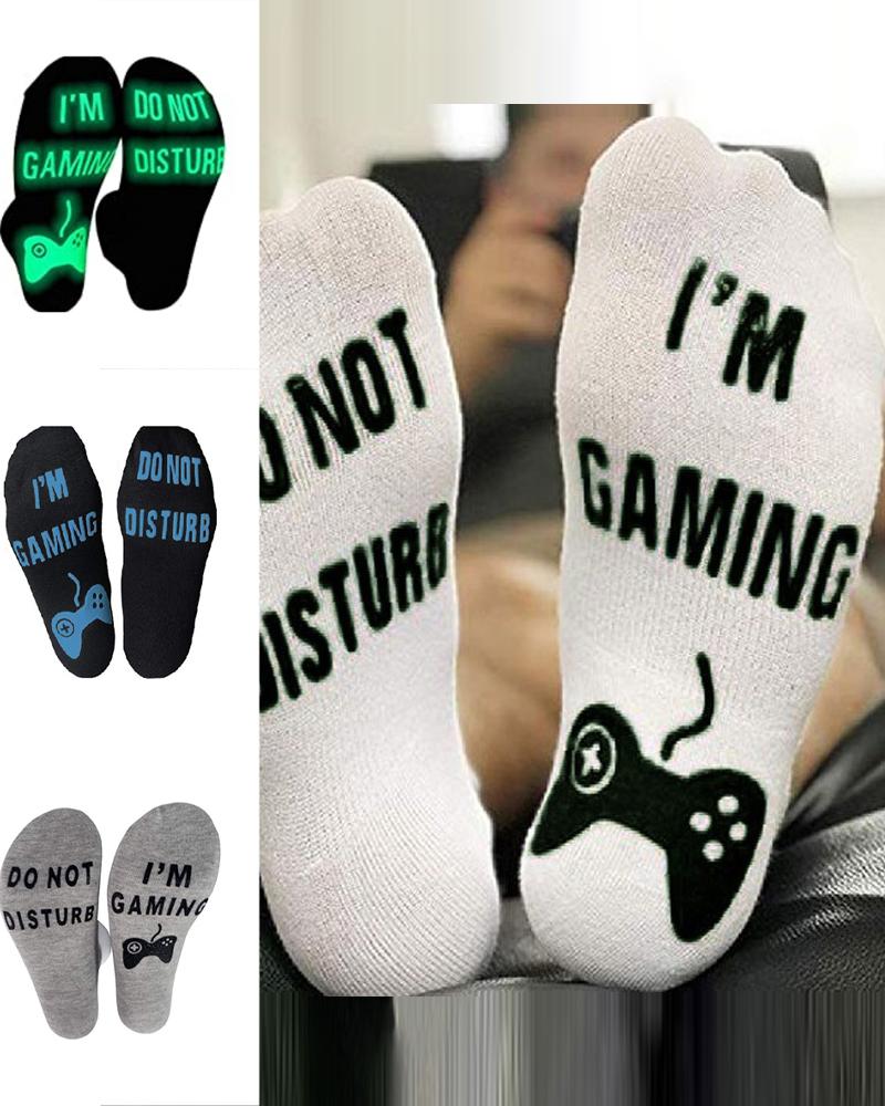 

1Pair Letter Print Socks, White