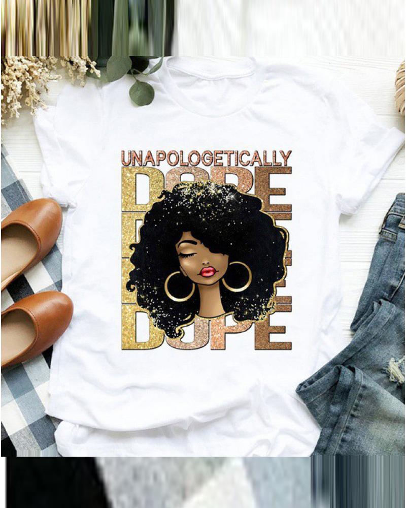 

Figure Letter Print Casual T-shirt, White