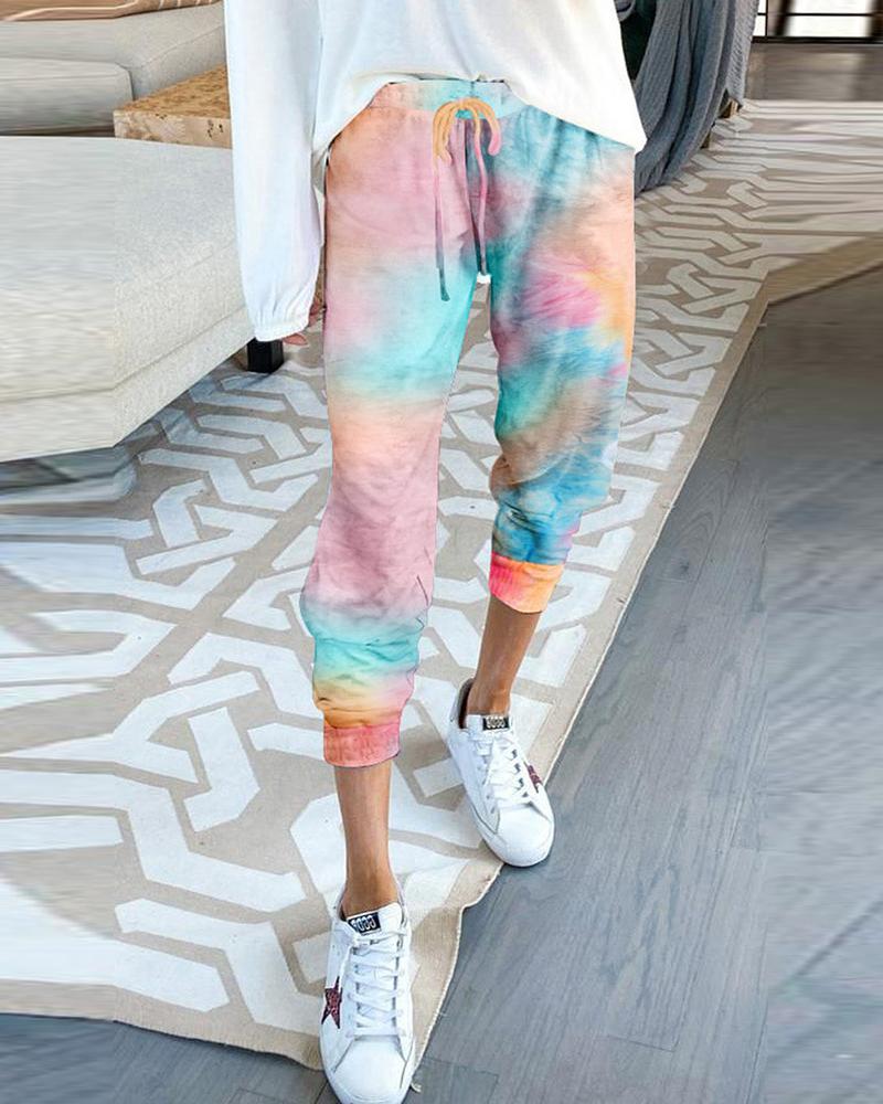 

Tie Dye Print Drawstring Sweatpants, Multicolor