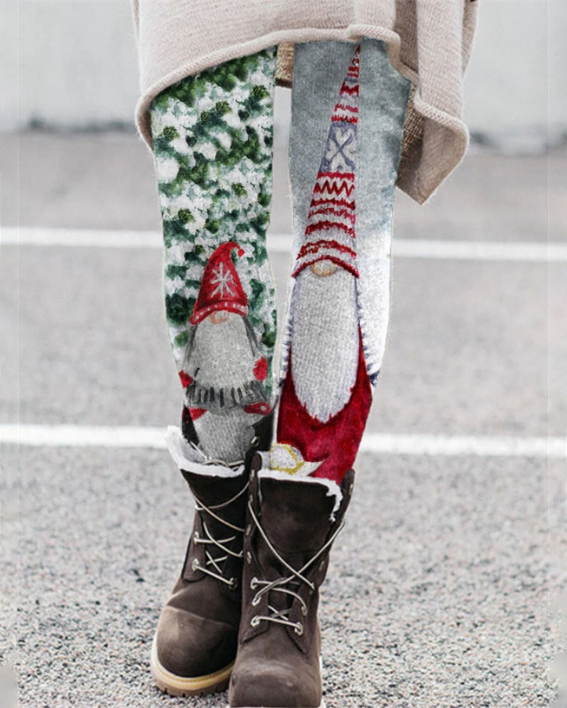 

Christmas Tree Snowflake Print Skinny Pants, Style4