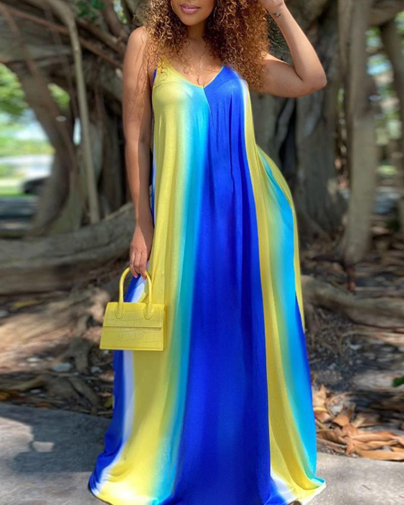 

Plus Size Ombre Spaghetti Strap Maxi Dress, Blue