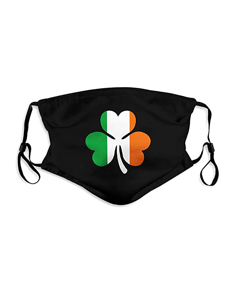 

St. Patrick's Day Clover Print Breathable Earloo Face Maskp, Style2