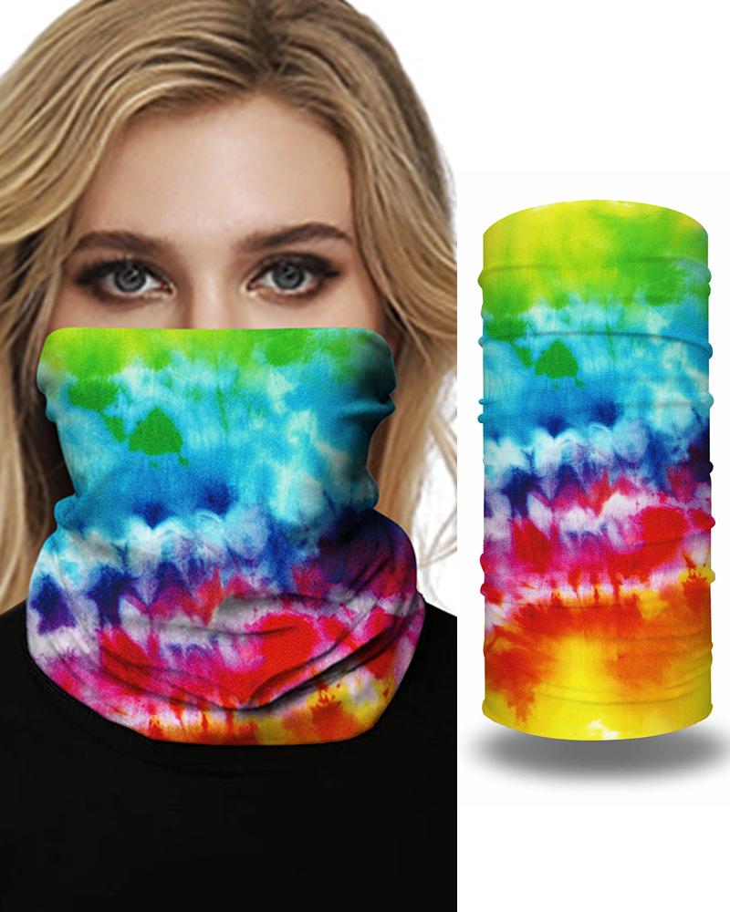 

Tie Dye Grid Print Colorblock Face Bandana Magic Scarf Headwrap Balaclava, Style4