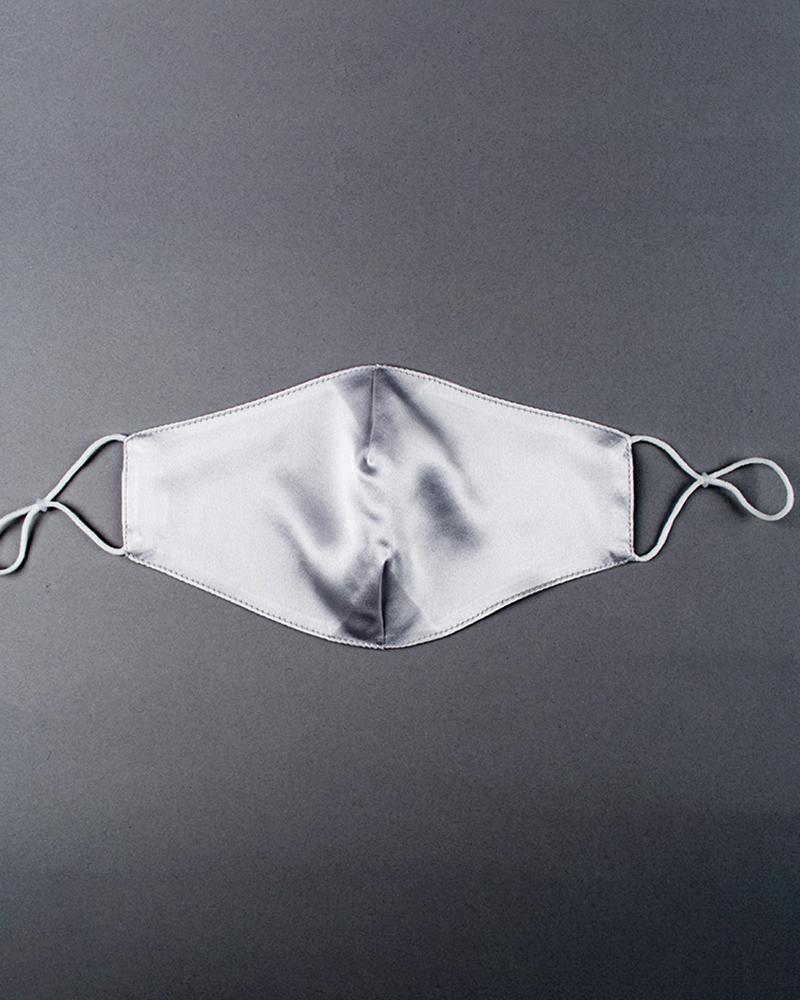 

Solid Breathable Silk Mouth Mask Washable And Reusable, Silver