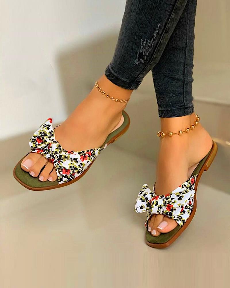 

Bow Tie Slide Sandals, Green