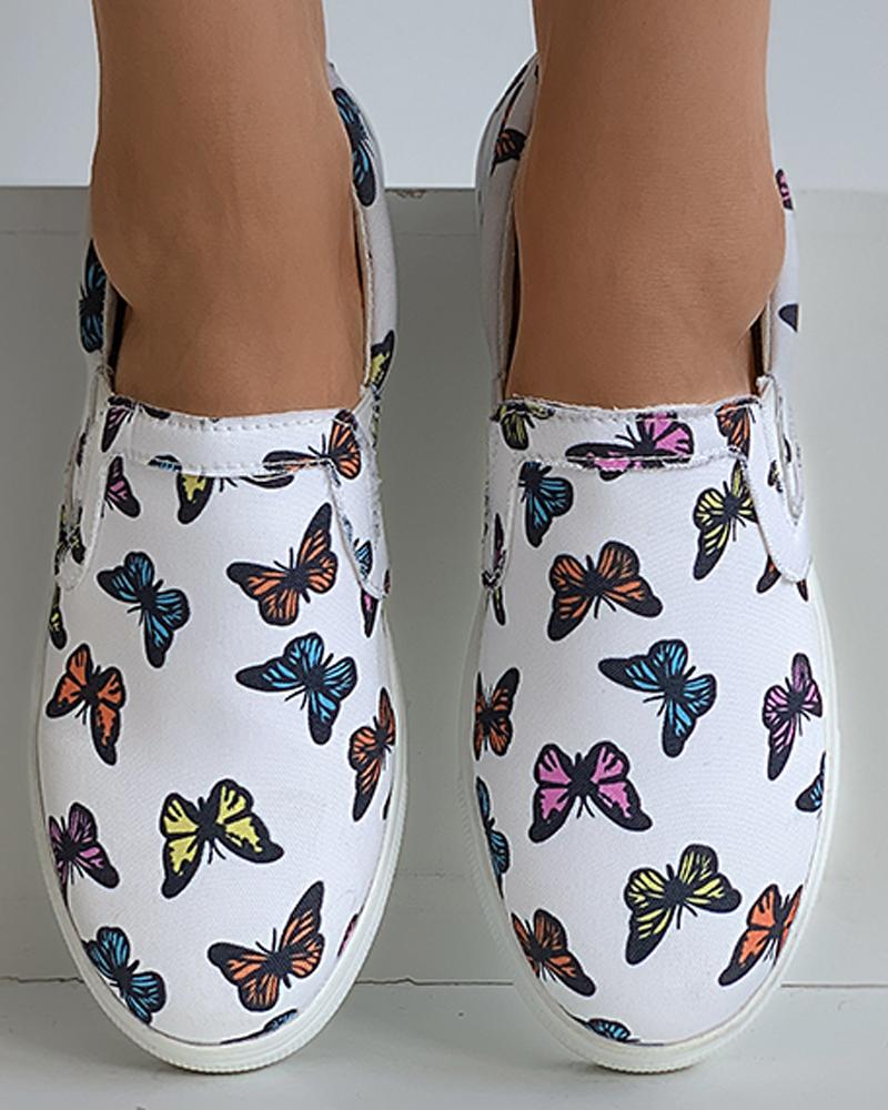 

Butterfly Print Casual Shoes, Multicolor