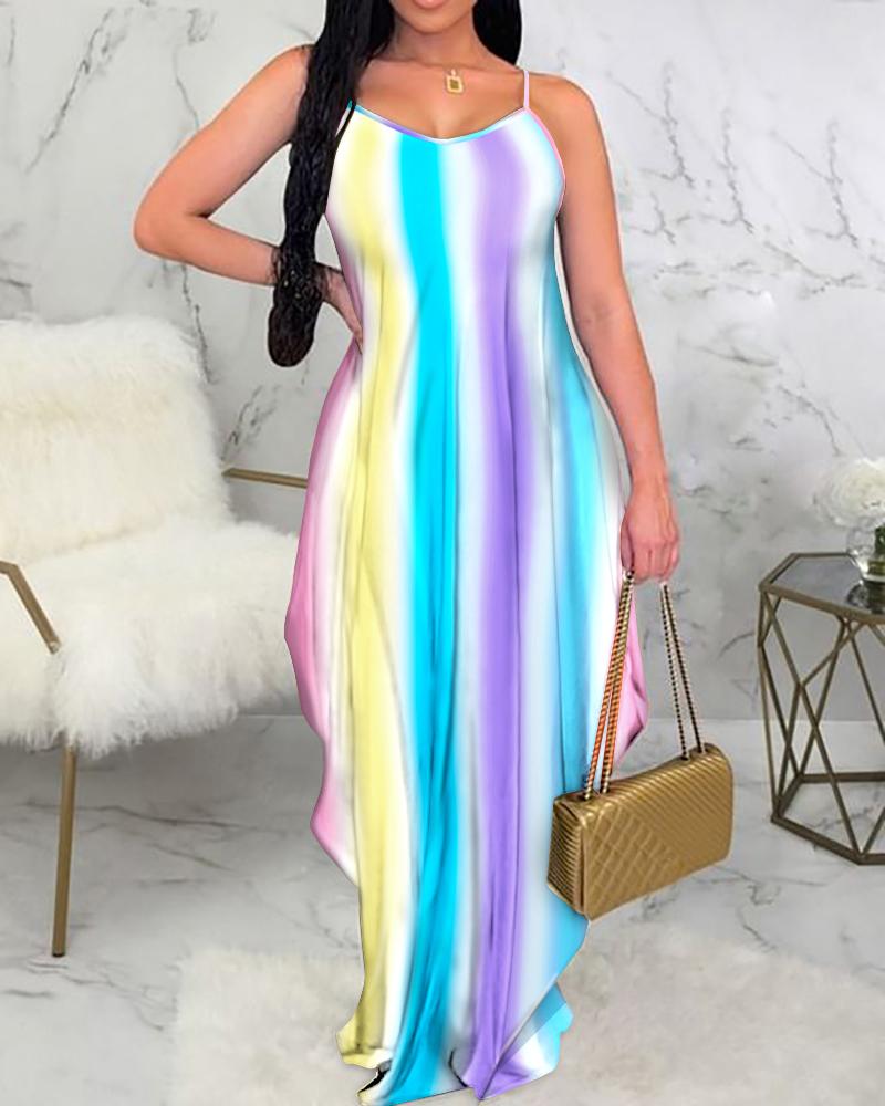 

Ombre Spaghetti Strap Maxi Dress, Multicolor