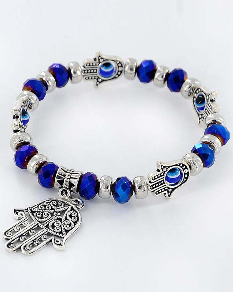 

1pc Demon Hands Blue Eye Crystal Stone Beaded Bracelet