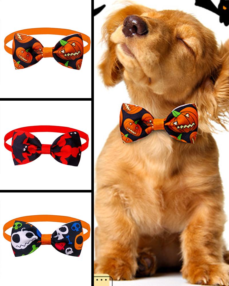 

Halloween Cat Dog Pet Bow Tie Collar Neck Tie Bowtie Halloween Pet Costume Cosplay Decoration Accessories, Style1