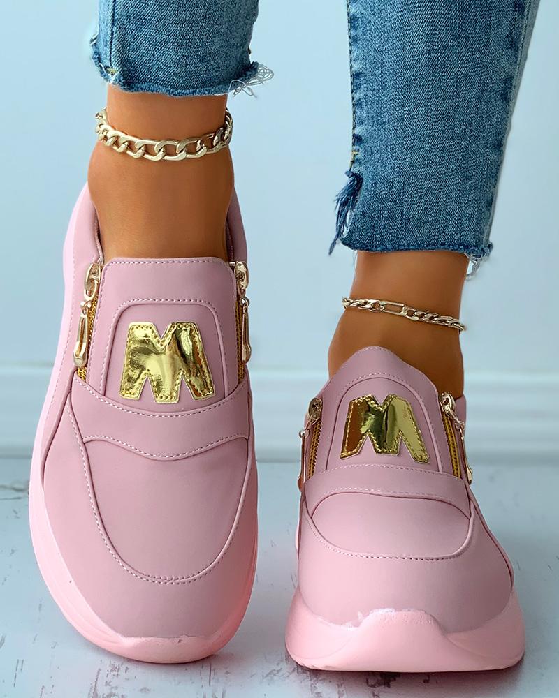 Letter slip cheap on wedge sneakers