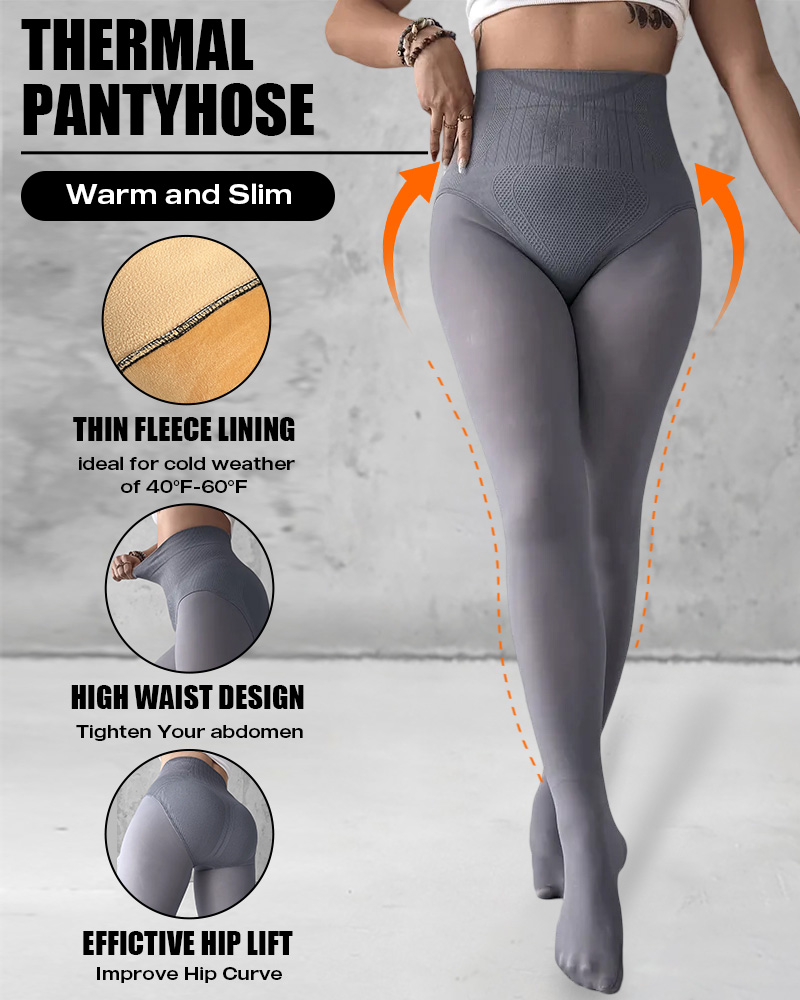 

ChicMe ShapeLift Transparent Butt Lifting Tight Fleece Lined Tummy Control Thick High Waist Elasticity Thermal Pantyhose Warm Leggings, Gray