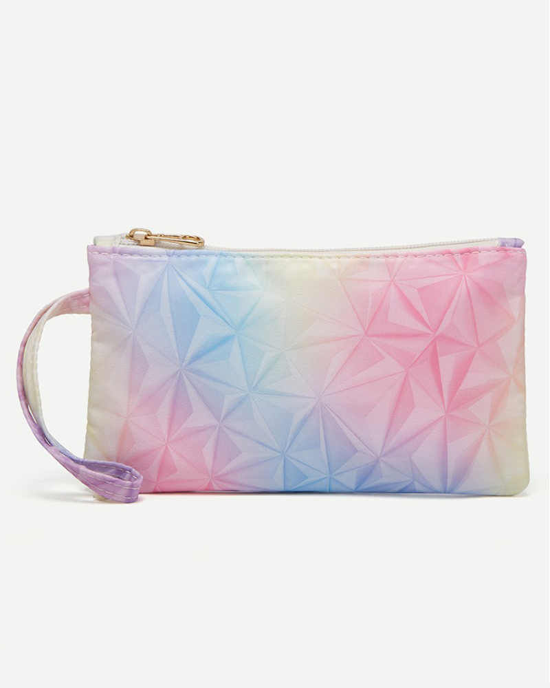 

Ombre Marble Print Zipper Design Clutch Bag, Pink