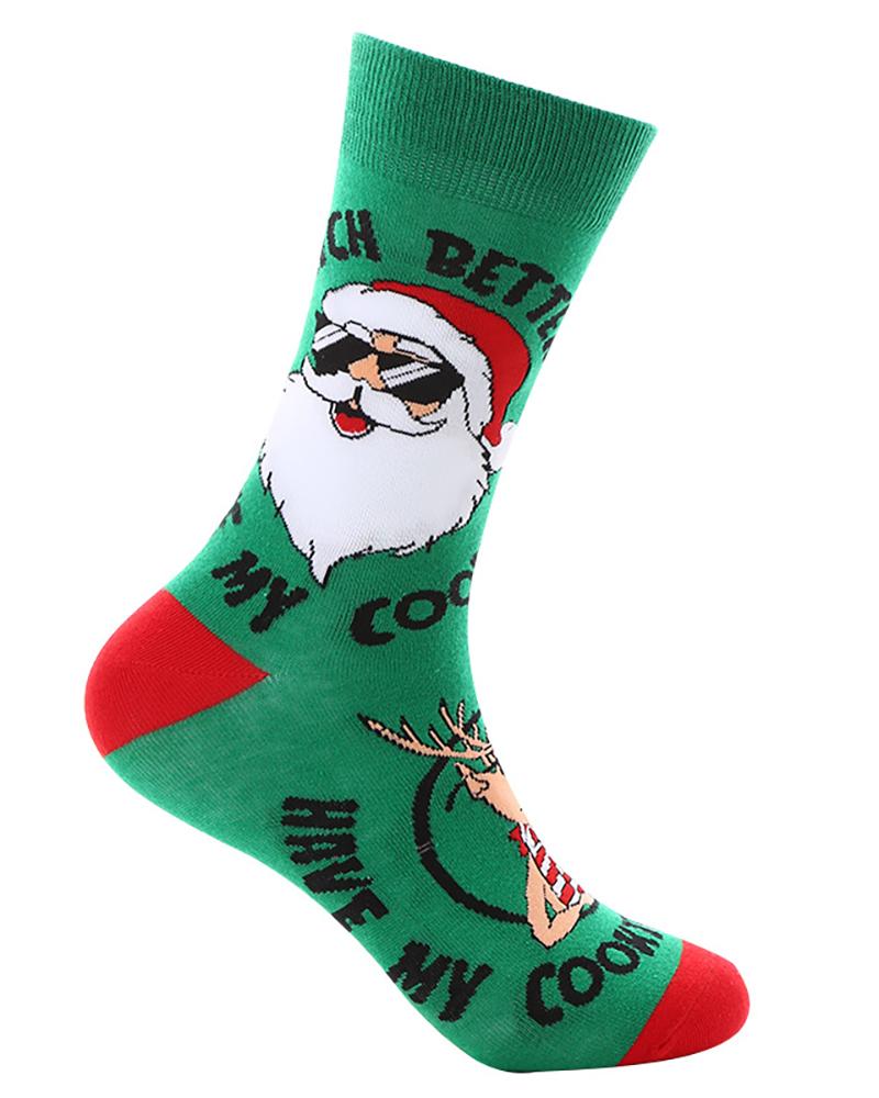 

1Pair Christmas Character Santa Graphic Print Cartoon Crew Socks, Style6