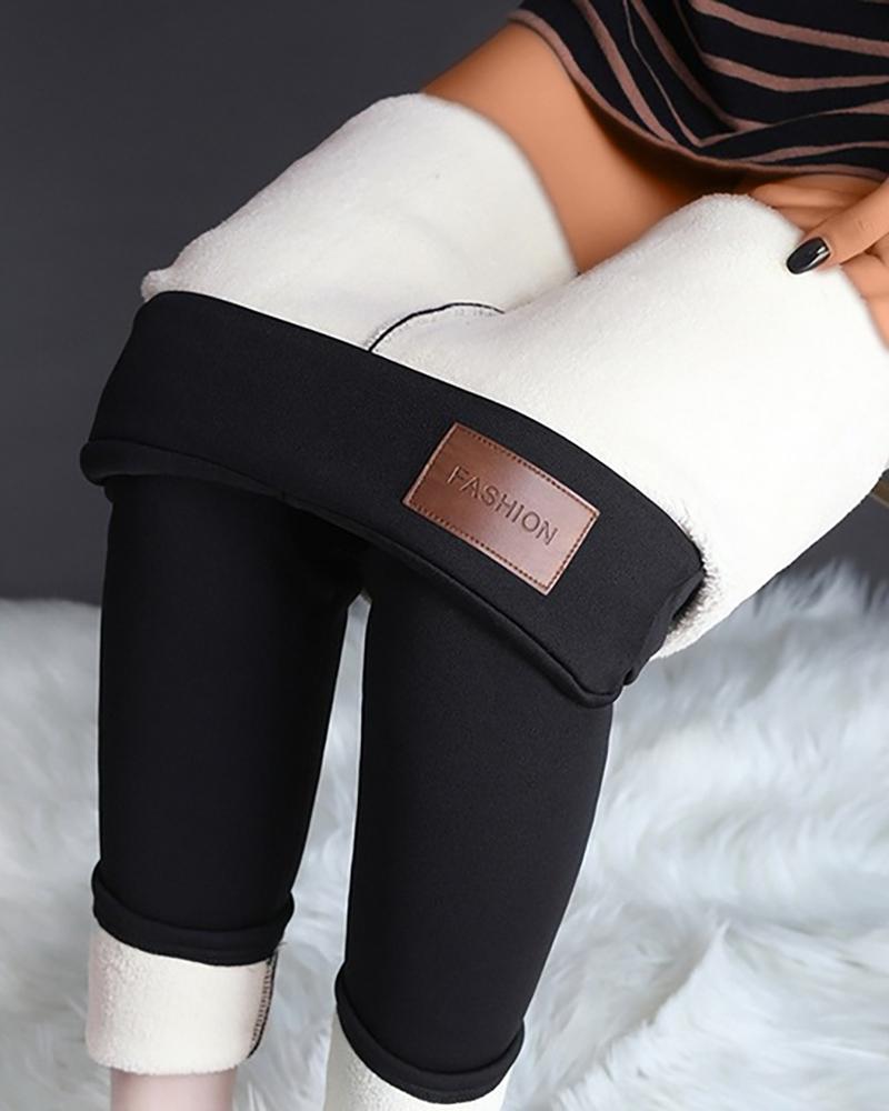 

High Waist Super Thick Cashmere Thermal Leggings, Black