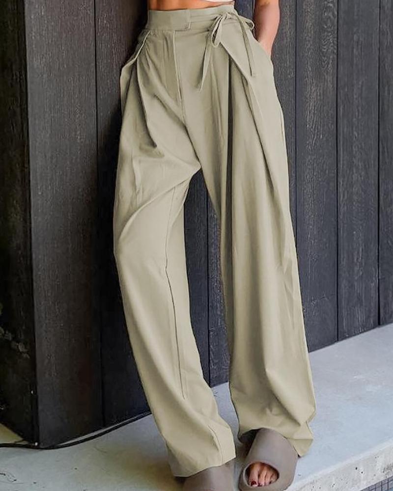 

High Waist Pocket Design Casual Pants, Green