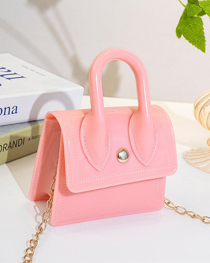 

Pastel Chain Strap Square Handbag, Pink