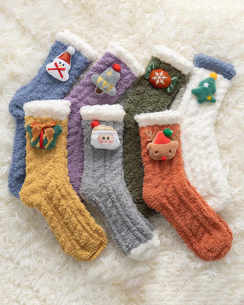 

Christmas Gift Fuzzy Thermal Socks, White