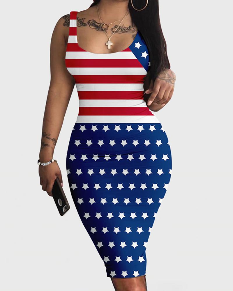

Independence Day Print Sling Slinky Maxi Dress, Style4