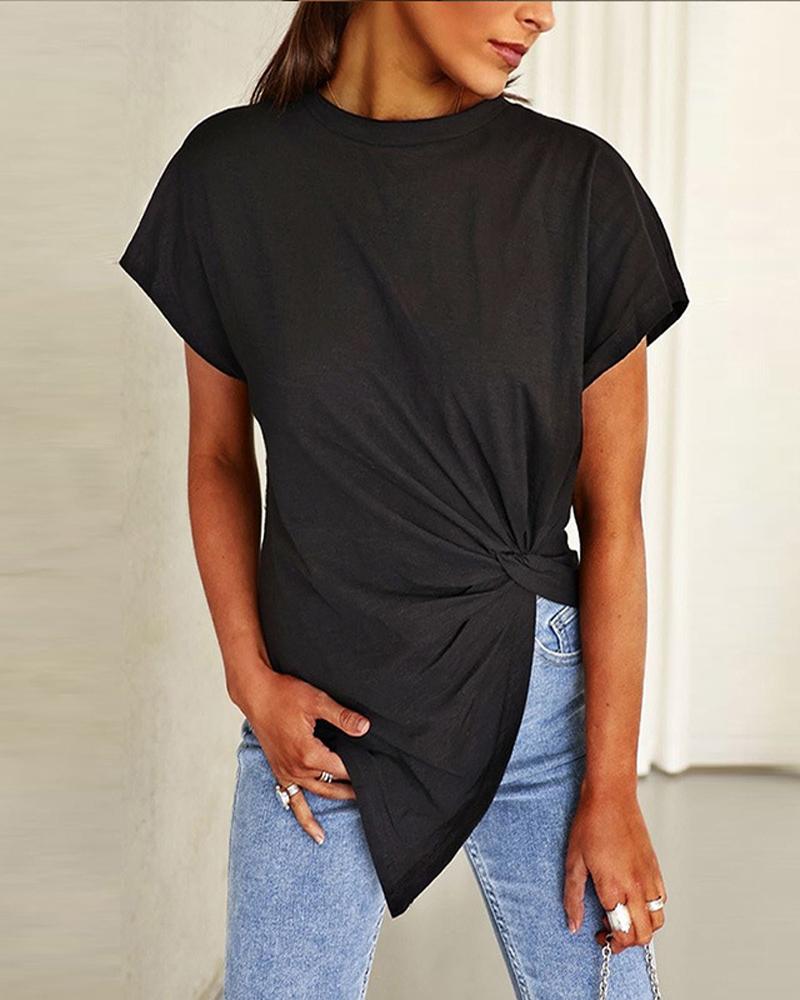 

Twist Design Short Sleeve T-shirt, Black