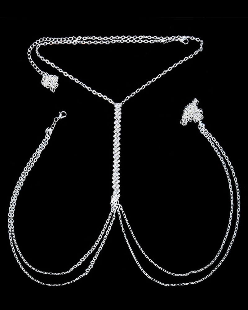 

Rhinestone Layered Body Chain, Silver