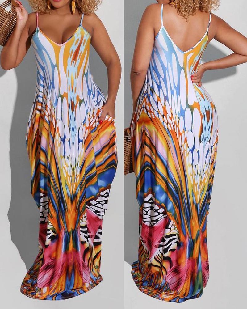 

Colorblock Pocket Design Maxi Dress, Multicolor
