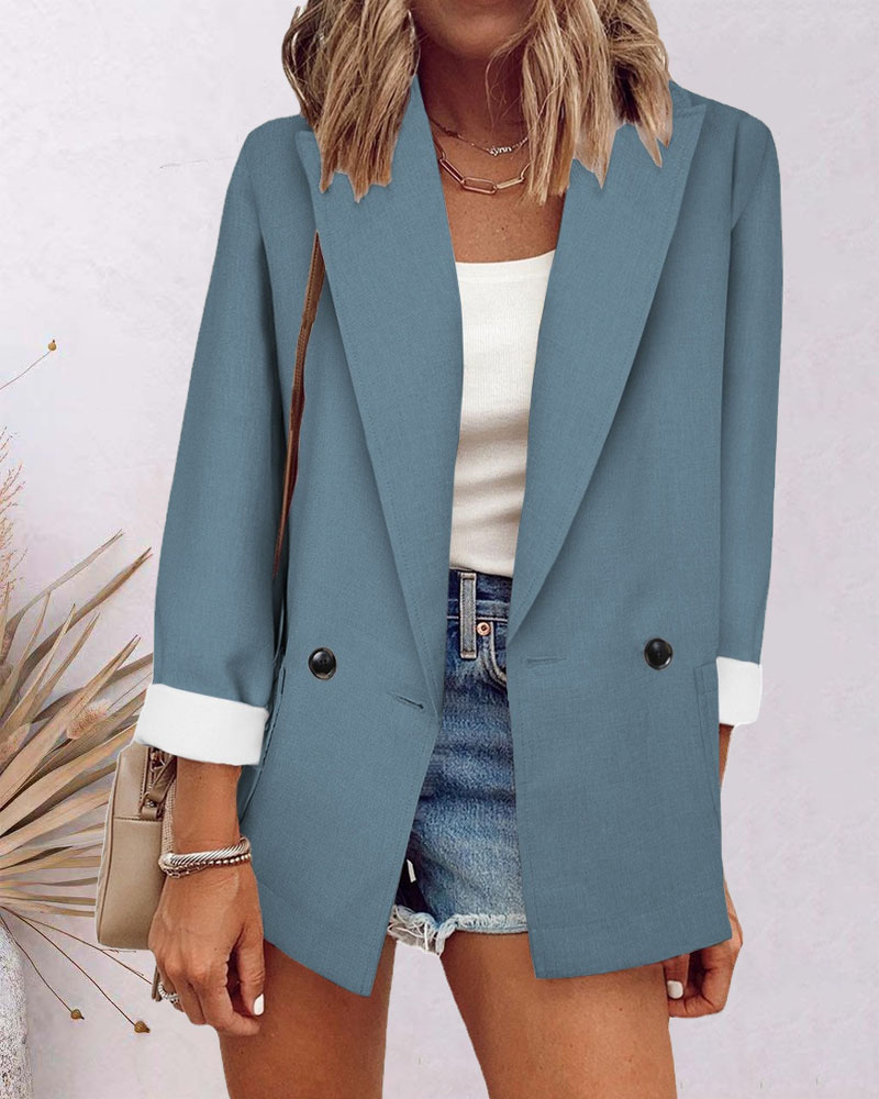 

Long Sleeve Pocket Detail Blazer, Blue