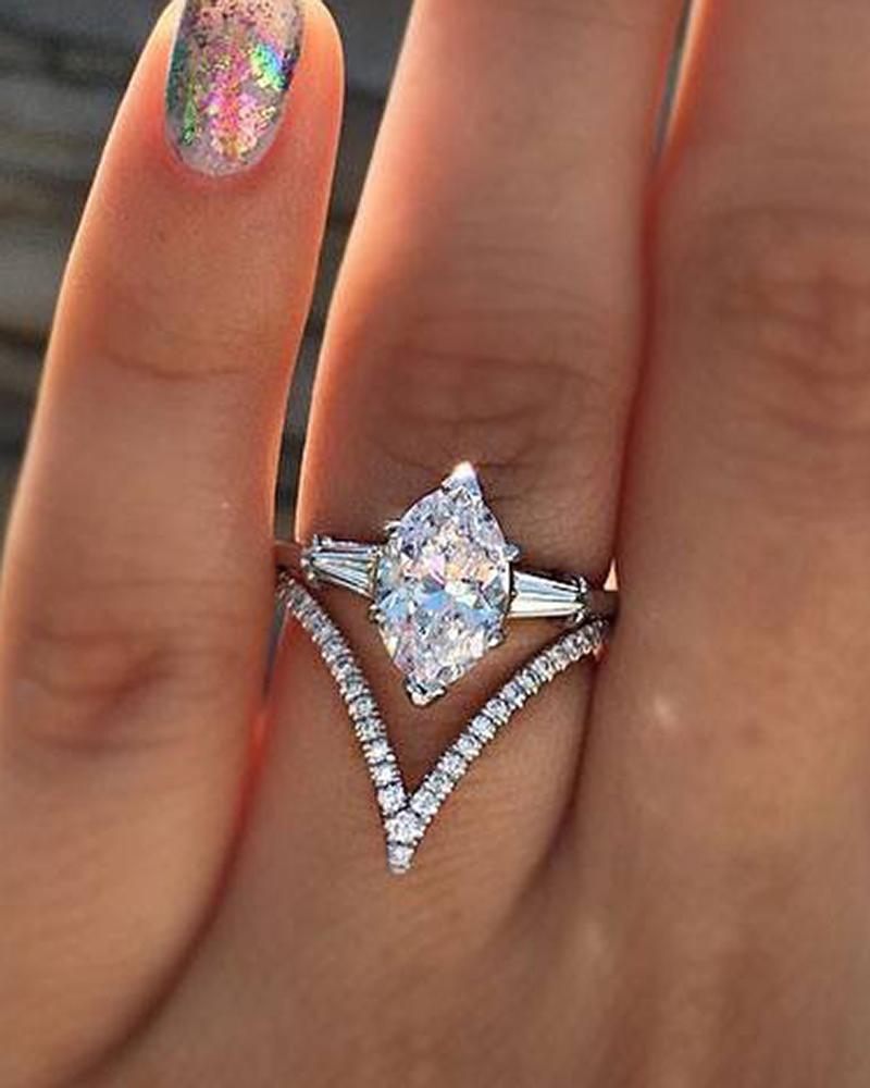 

1pcs Egg Shaped Rhinestone Decor Ring, Silver