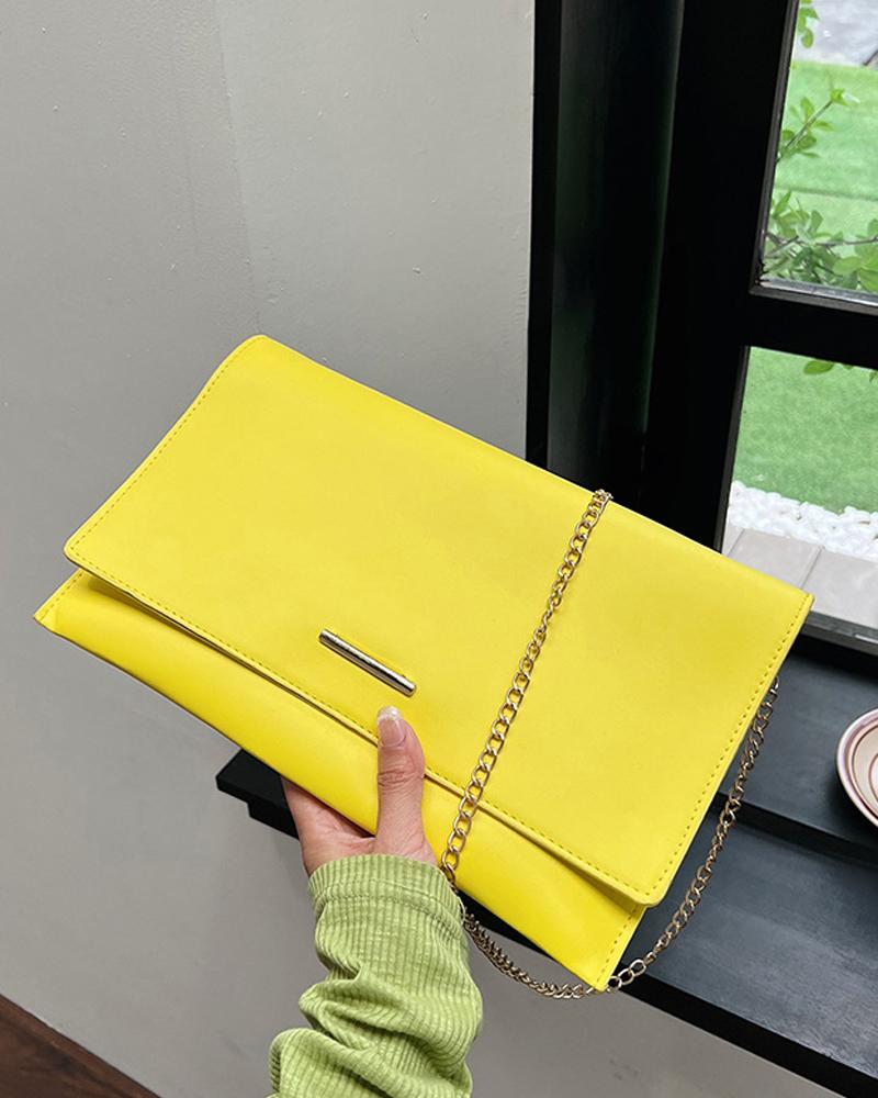 

Bolso de hombro magnético con solapa y correa de cadena, Yellow