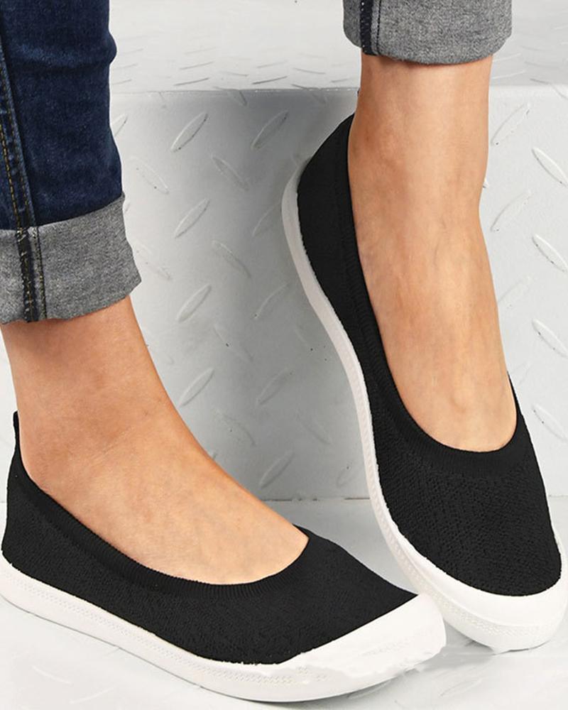 

Ladies Round Toe Low-Top Casual Shoes, Black