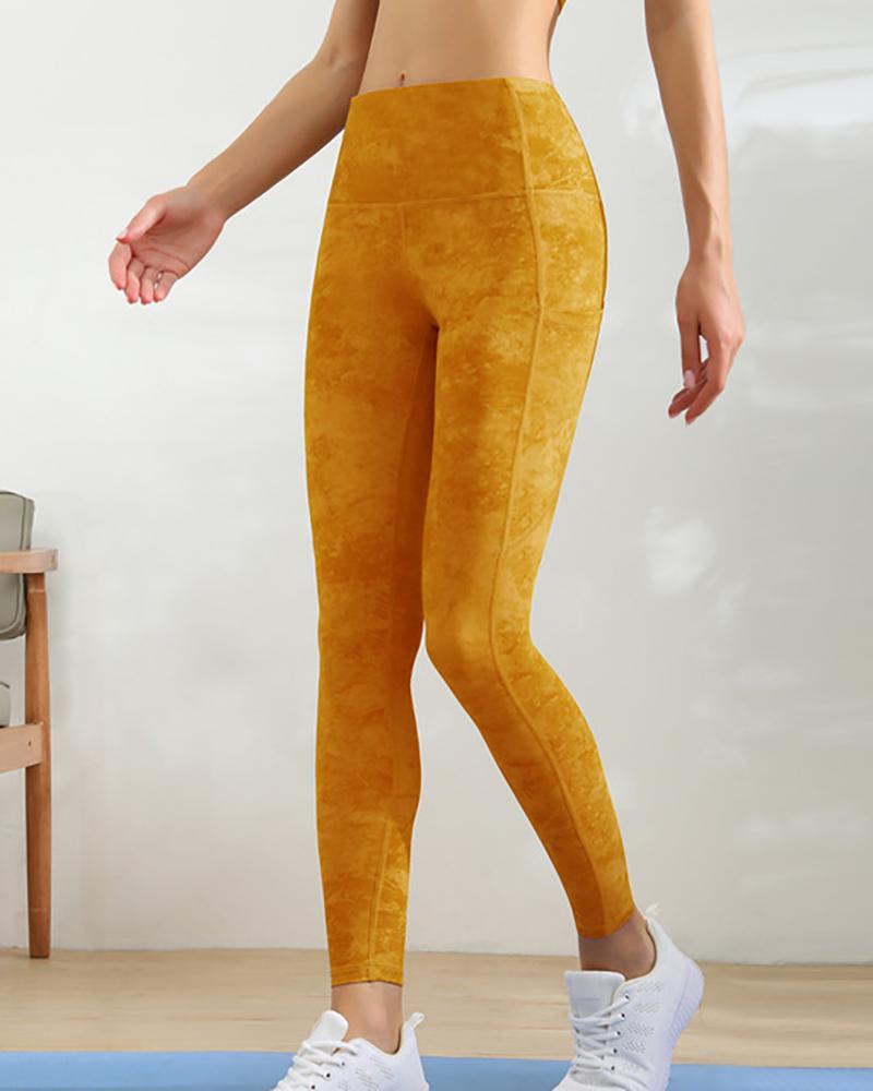 

High Waist Butt Lifting Active Pants, Yellow