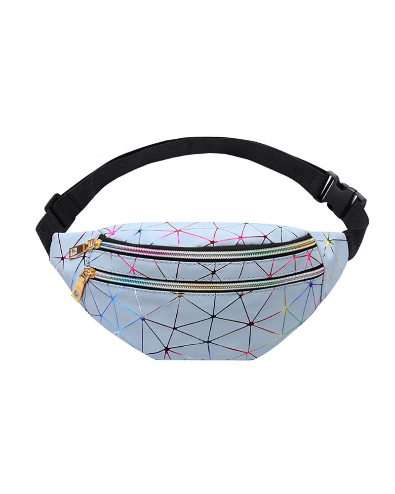 

Holographic Geometric Belt Bag Waterproof Laser Waist Fanny Pack, Lighted blue