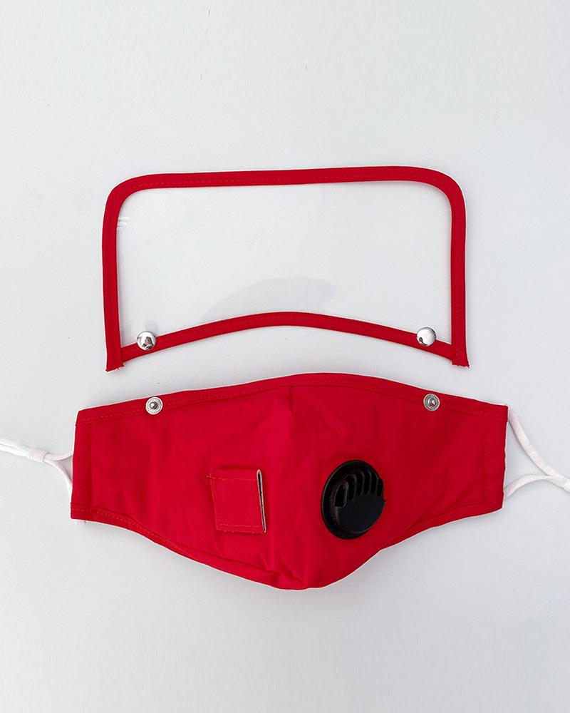 

Detachable Valve Visible Face Mask With Drinking Straw Hole, Red