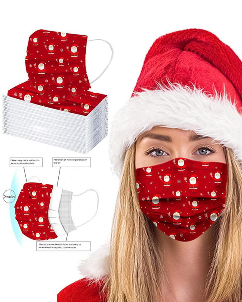 

5PCS/Set Christmas Print Disposable Face Mask, Style2