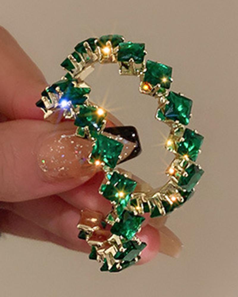 

1Pair Geometric Crystal Pattern Hoop Earrings, Style4