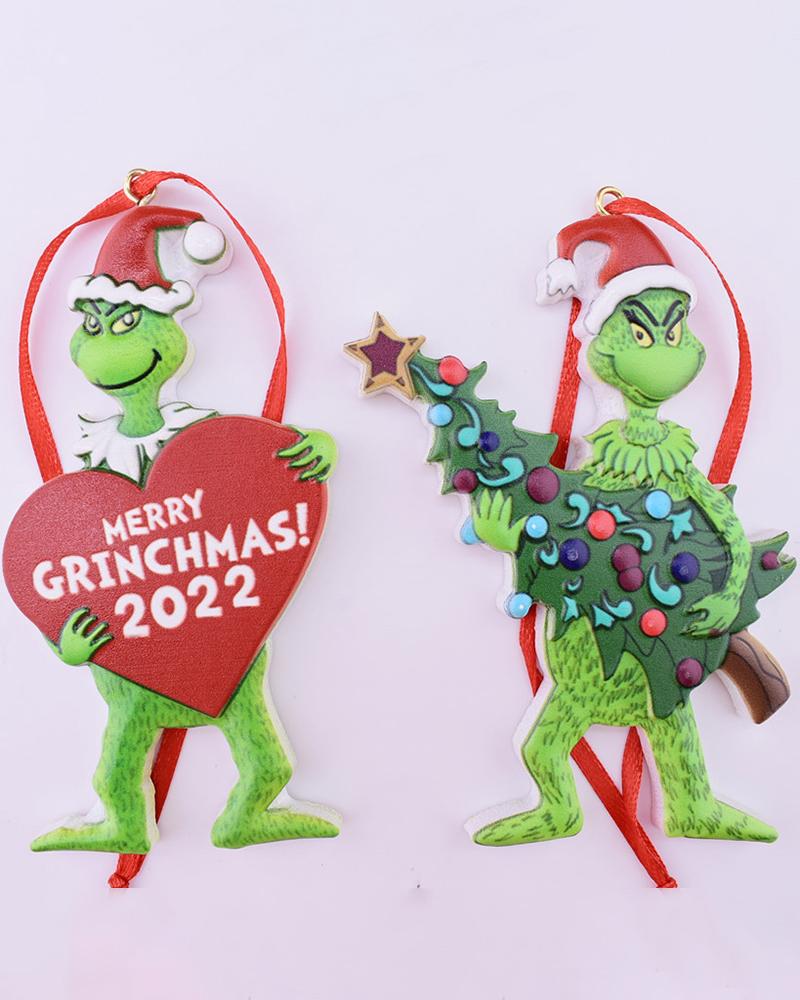

Christmas Tree Hanging Wooden Grinch Ornaments, Style1