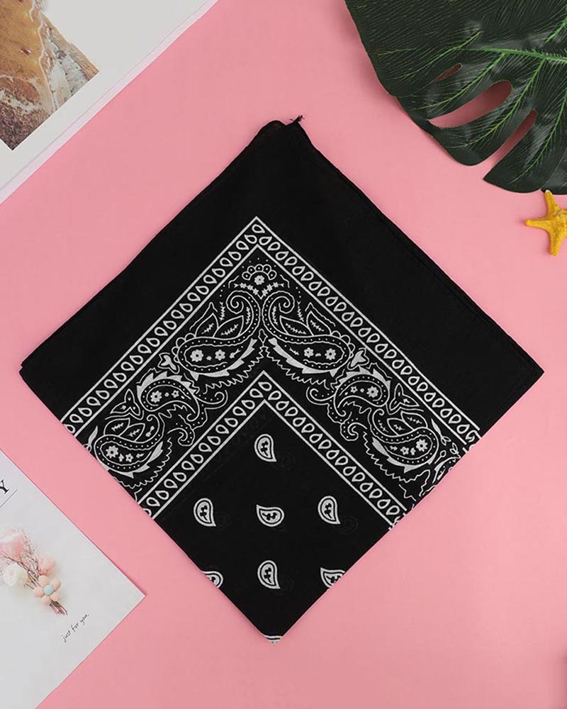 

12PCS Paisley Cowboy Bandanas Head Wrap, Black