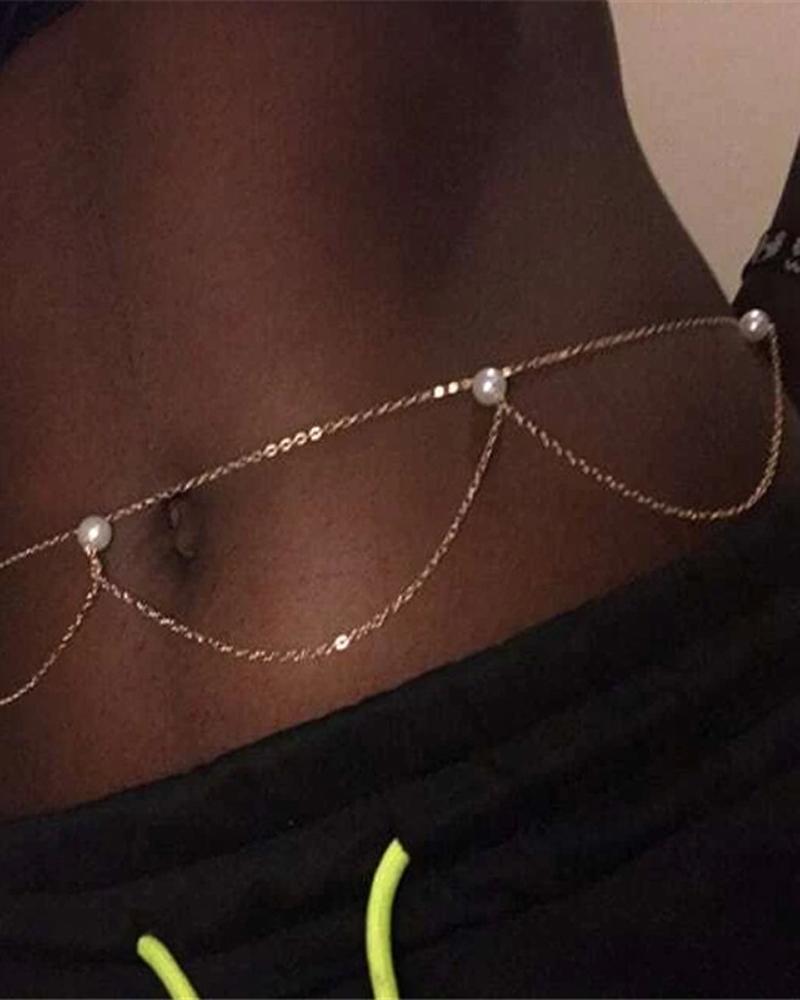

Pearls Layered Waist Chain, Gold