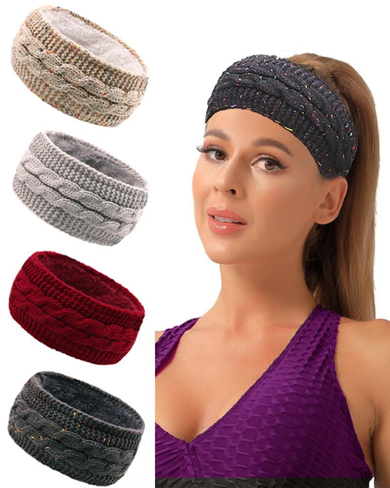 

Winter Ear Warmer Fleece Lined Cable Knit Headband Crochet Head Wrap Ear Band Covers Christmas Gift, Dark grey