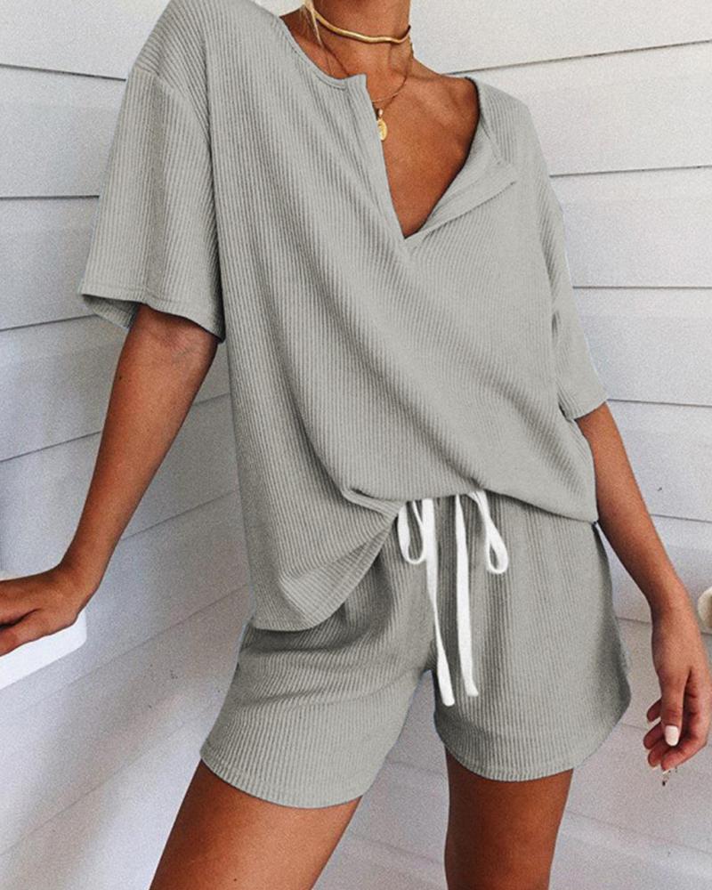 

Rib Two-Piece Lounge Set, Gray