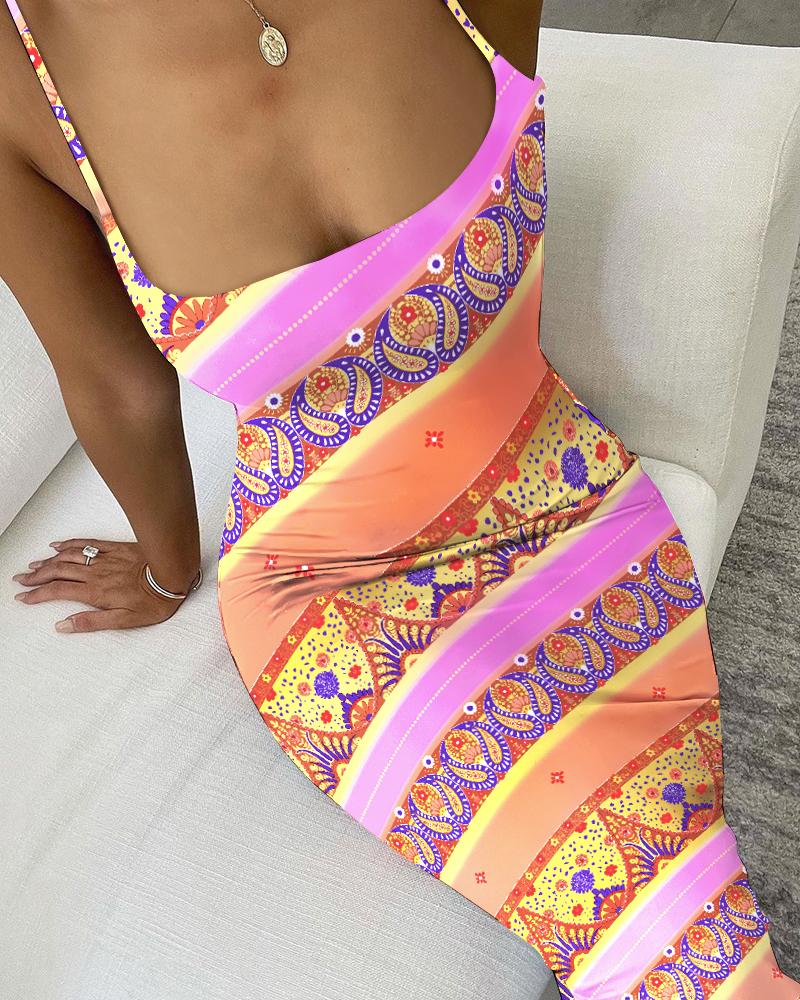 

Paisley Print Bodycon Cami Dress, Multicolor
