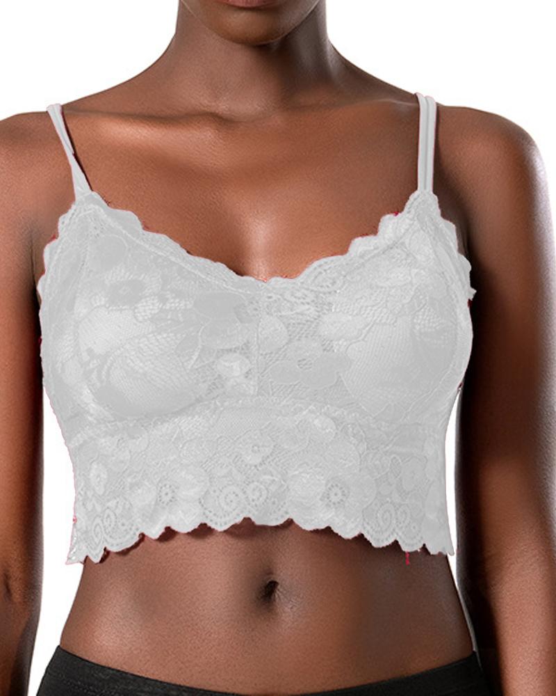

Dual Strap Push Up Lace Bralette, White
