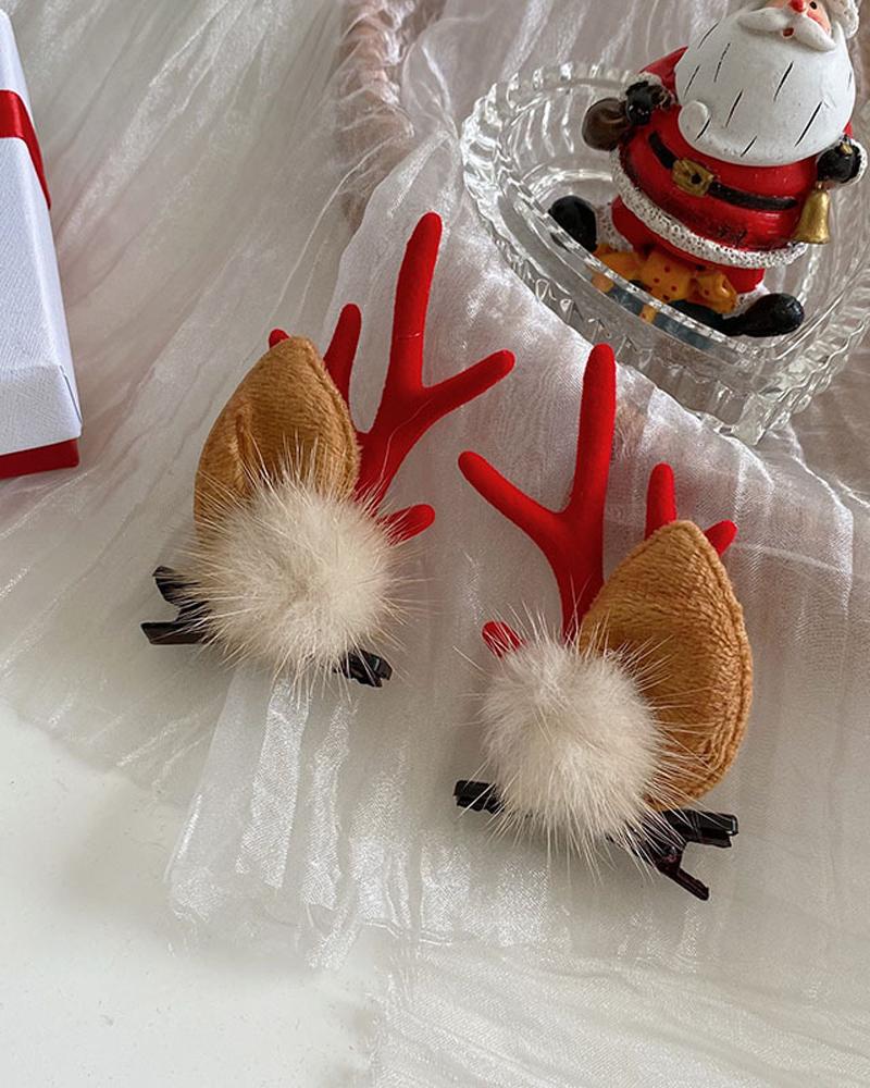 

1Pair Christmas Hair Clips Antlers Hairpins Hair Accessories Christmas Ornament Party Headpiece, Style8