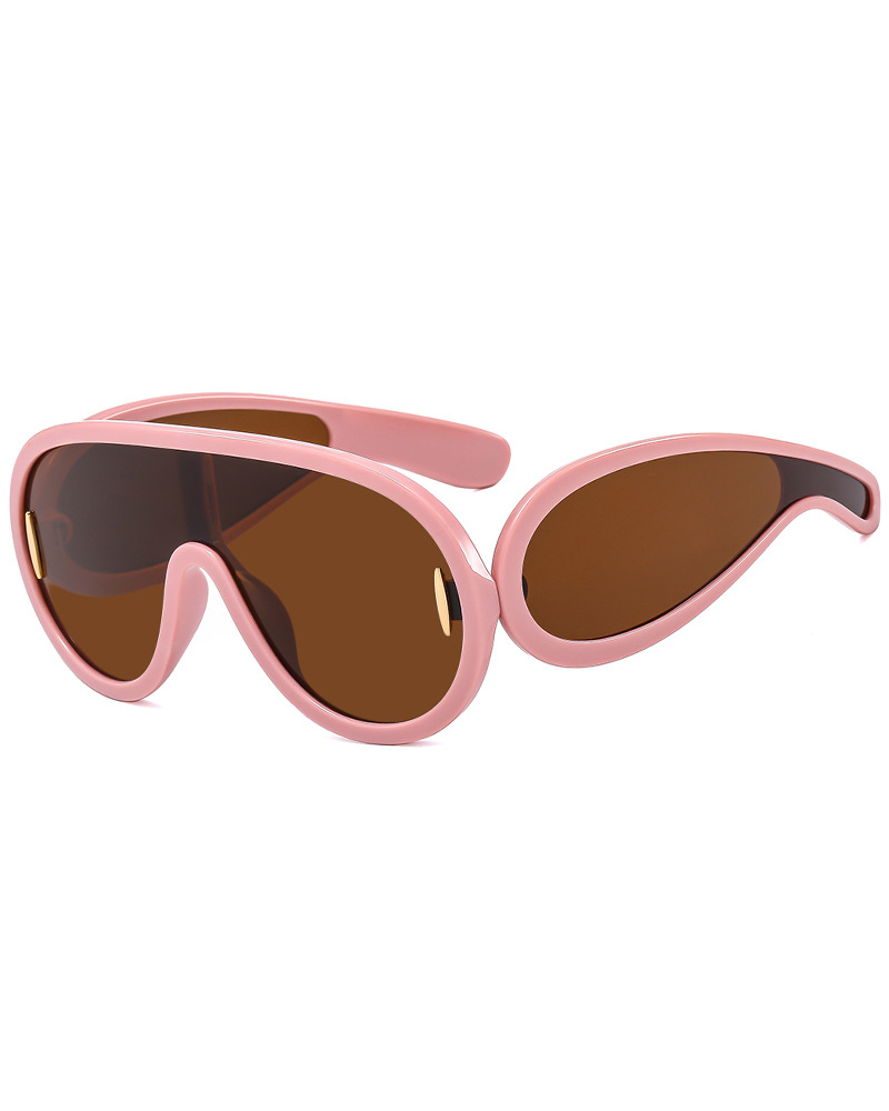 

1Pair Flat Top Vintage Trendy Sunglasses, Brown