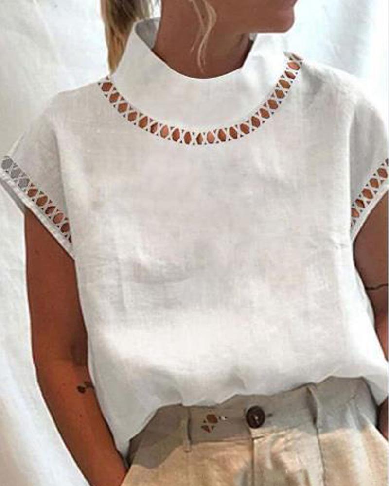 Plain Hollow Out Casual Top